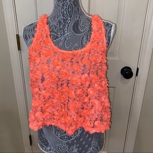 🌸 Forever 21 Neon Pink 3D floral crop top